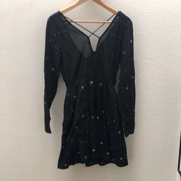 Cotton dress, black with design - Picture 1 of 2